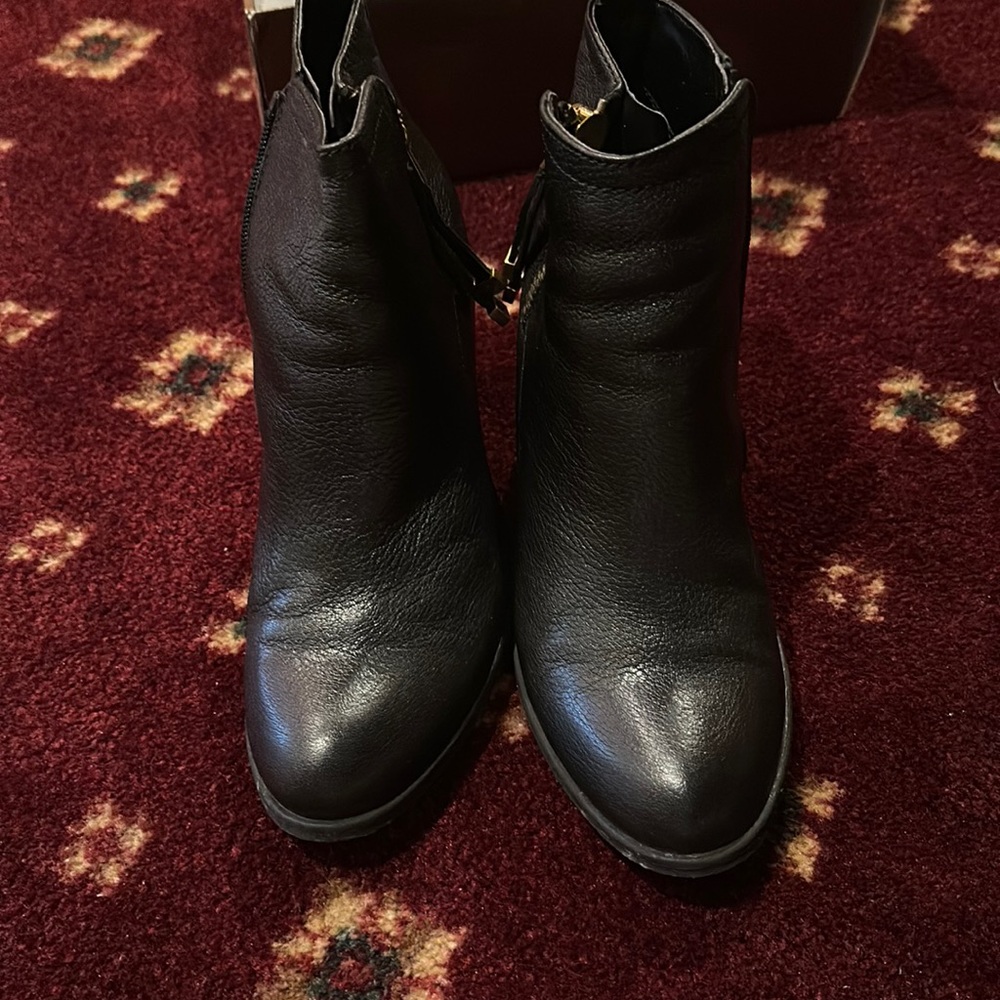 Black leather ankle boot